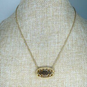 Kendra Scott Gold Pendant Necklace With Intricate Openwork Design On Adjustable